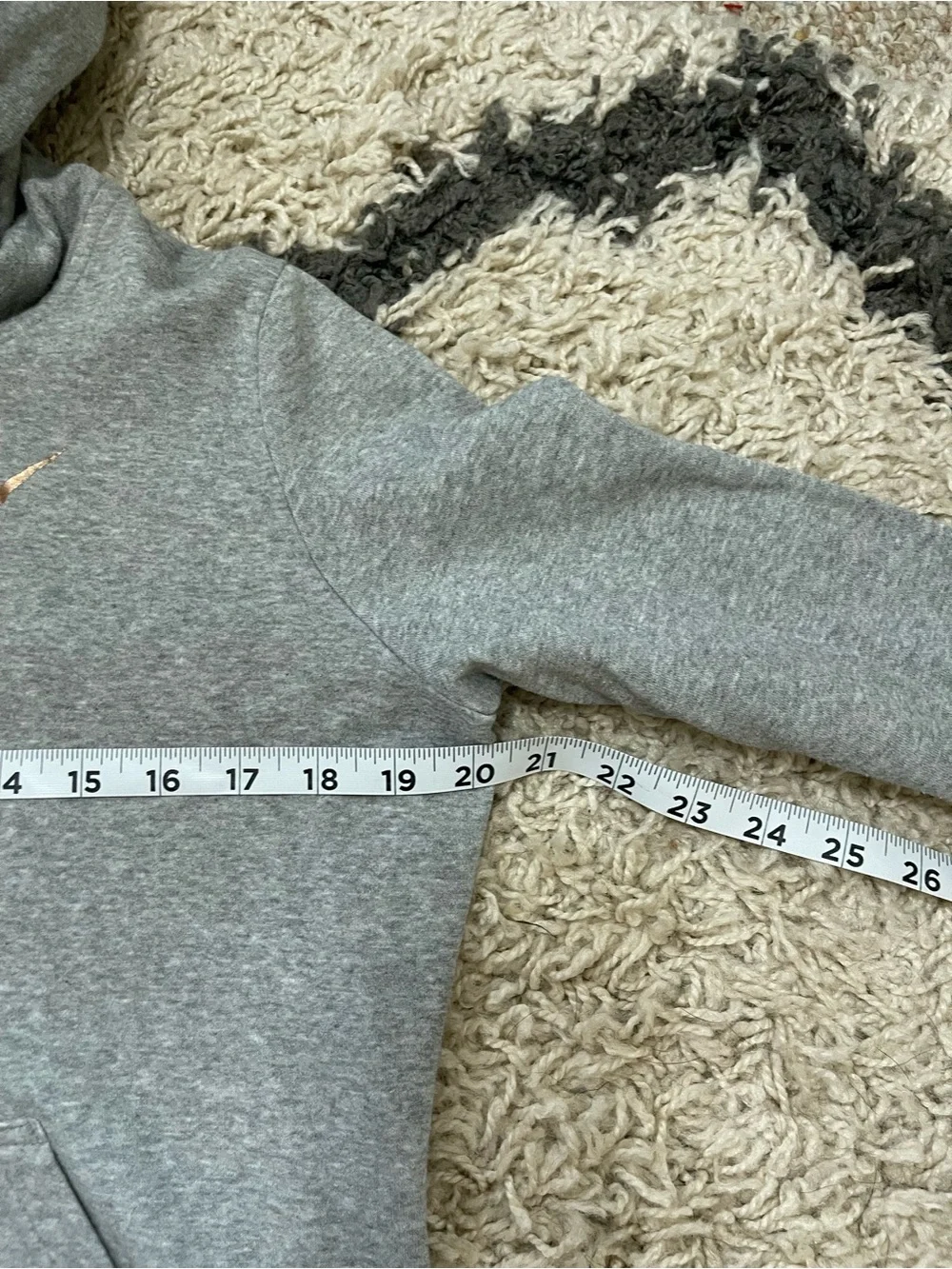 Nike Light Gray Funnel Neck Hoodie with Rose Gold Swoosh